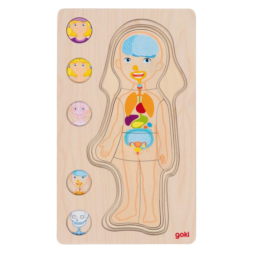 Goki Holzpuzzle „Menschlicher Körper Mädchen“, 29 Teile.