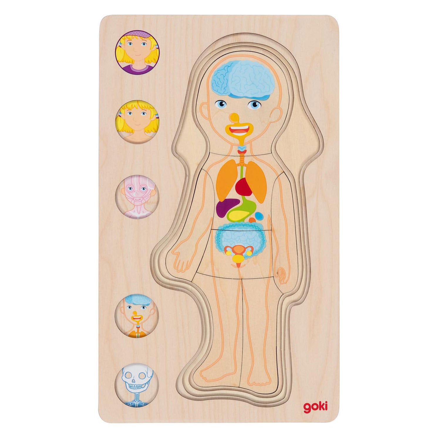 Goki Holzpuzzle „Menschlicher Körper Mädchen“, 29 Teile.