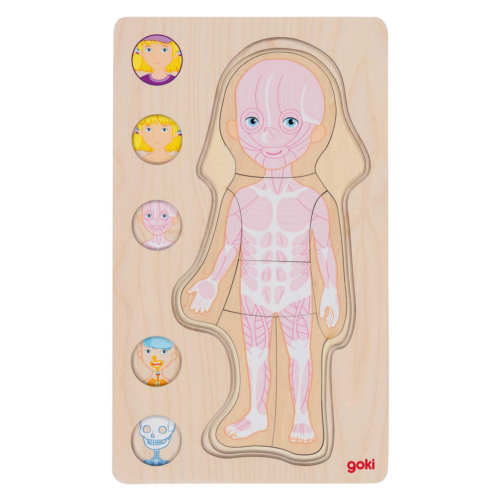 Goki Holzpuzzle „Menschlicher Körper Mädchen“, 29 Teile.
