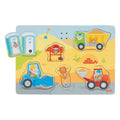 Goki Holzpuzzle Baustelle mit Sound, 6-teilig.