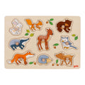 Goki Holz-Steckpuzzle Waldtiere, 9-teilig.