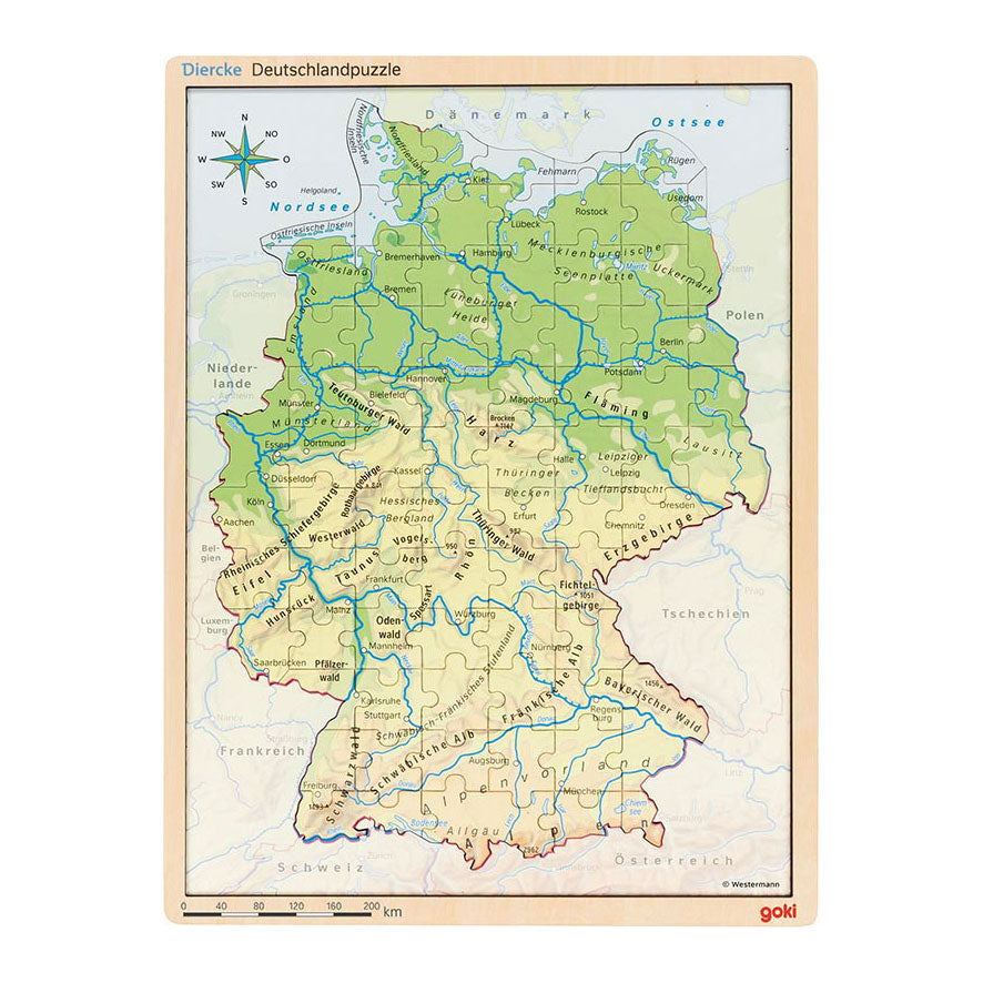 Goki Holz-Schichtpuzzle Deutschland, 98 Teile.