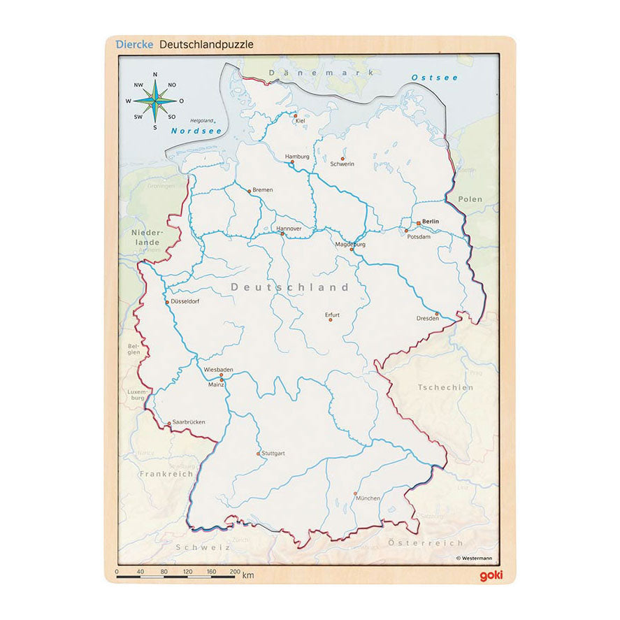 Goki Holz-Schichtpuzzle Deutschland, 98 Teile.