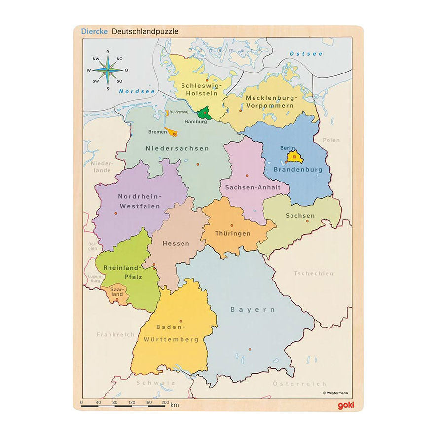 Goki Holz-Schichtpuzzle Deutschland, 98 Teile.