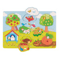 Goki Holz-Hintergrund-Formenpuzzle für den Garten, 8-teilig.