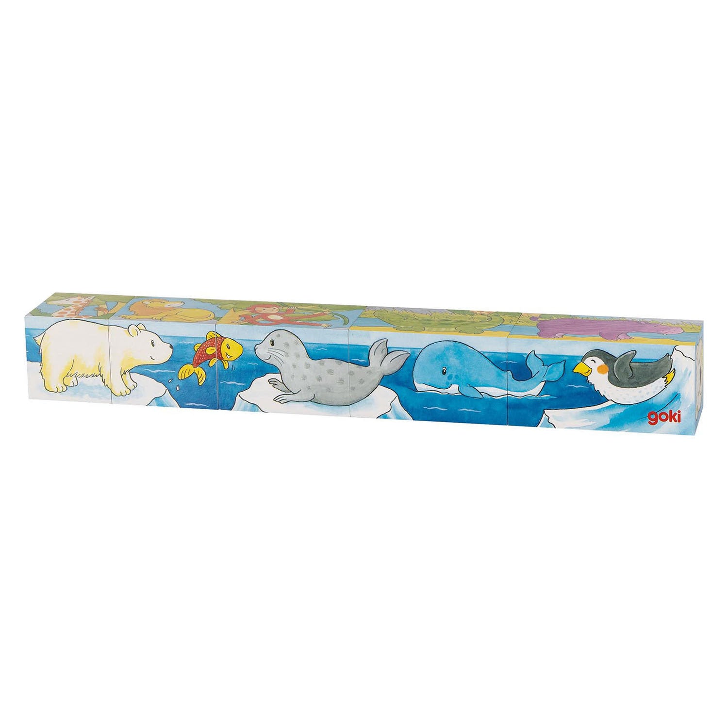 Goki houten blokpuzzel safari, 5st.