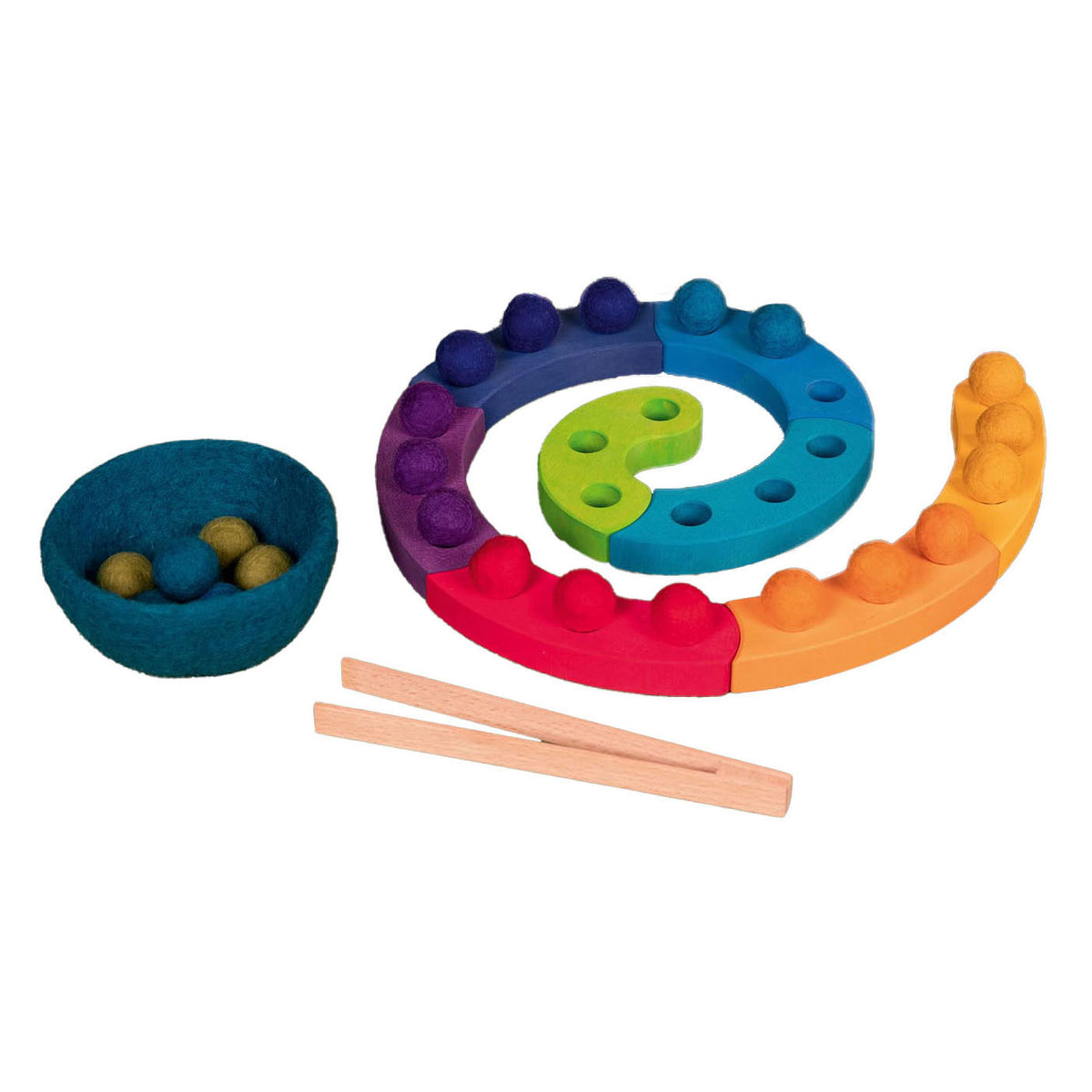 Small foot goki houten kleursorteerspel spiraal, 29dlg.