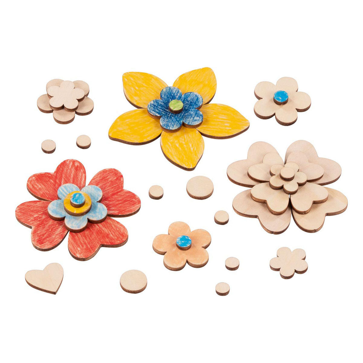 Goki Holzblumen-Bastelset, 75 Stück.