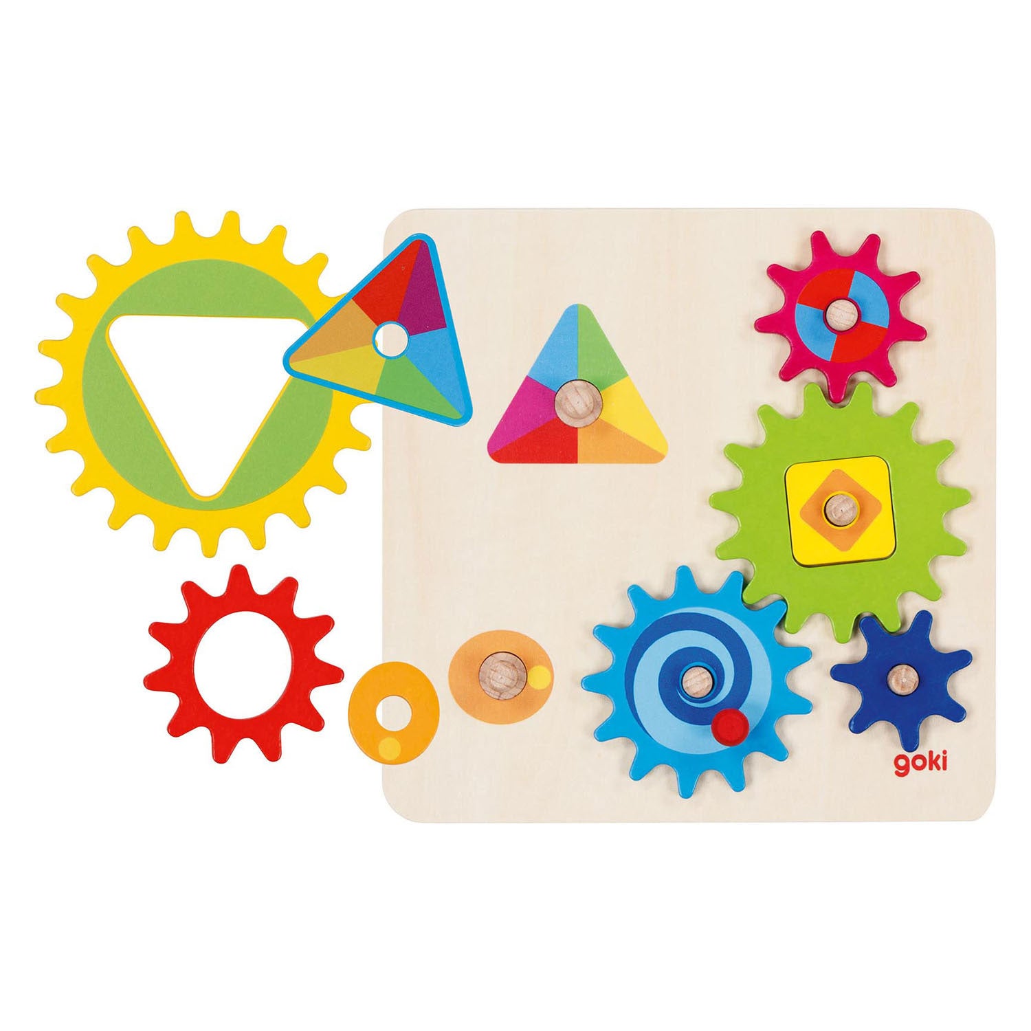 Goki Holzzahnradpuzzle, 10-teilig.