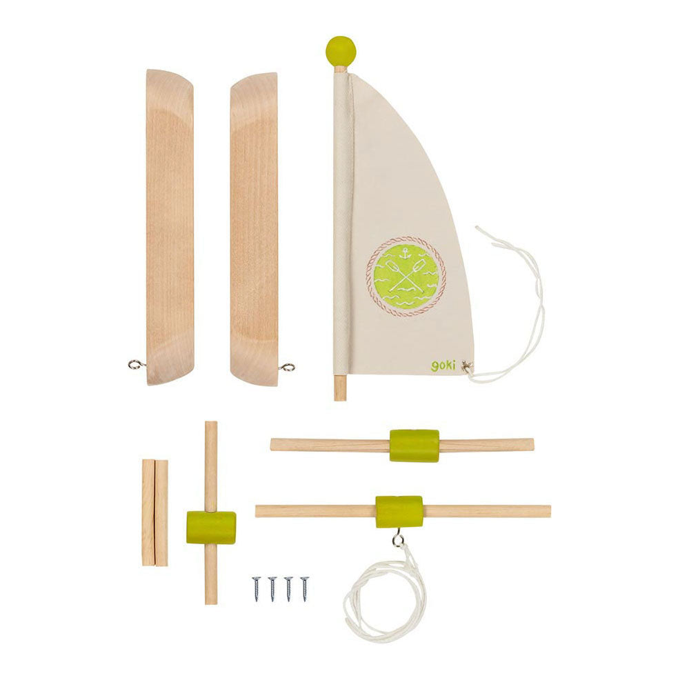 Goki Holz-Katamaran-Bausatz, 11-teilig.