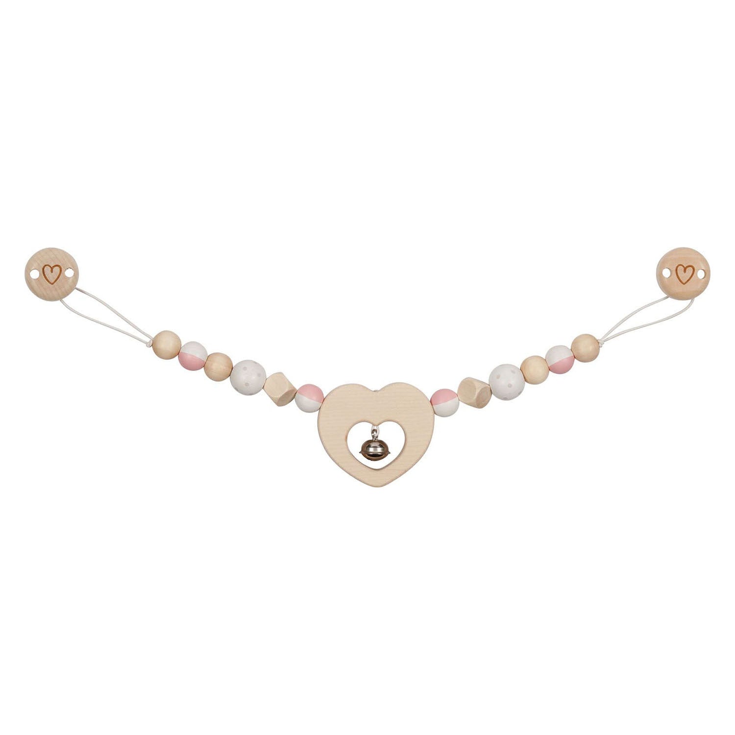 Goki Kinderwagenkette aus Holz in Herzform mit Clips