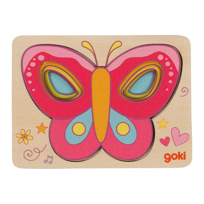 Goki Holzpuzzle Schmetterling, 5-teilig.