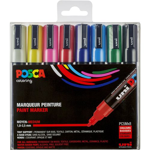 Markers uni-ball posca kleurenassortiment 8 stuks