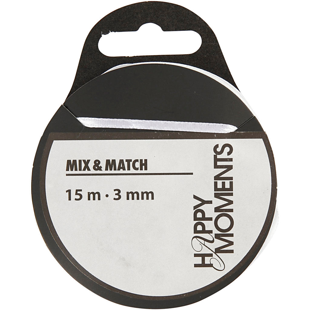 Creativ Company Satinband – weiß, 15 m