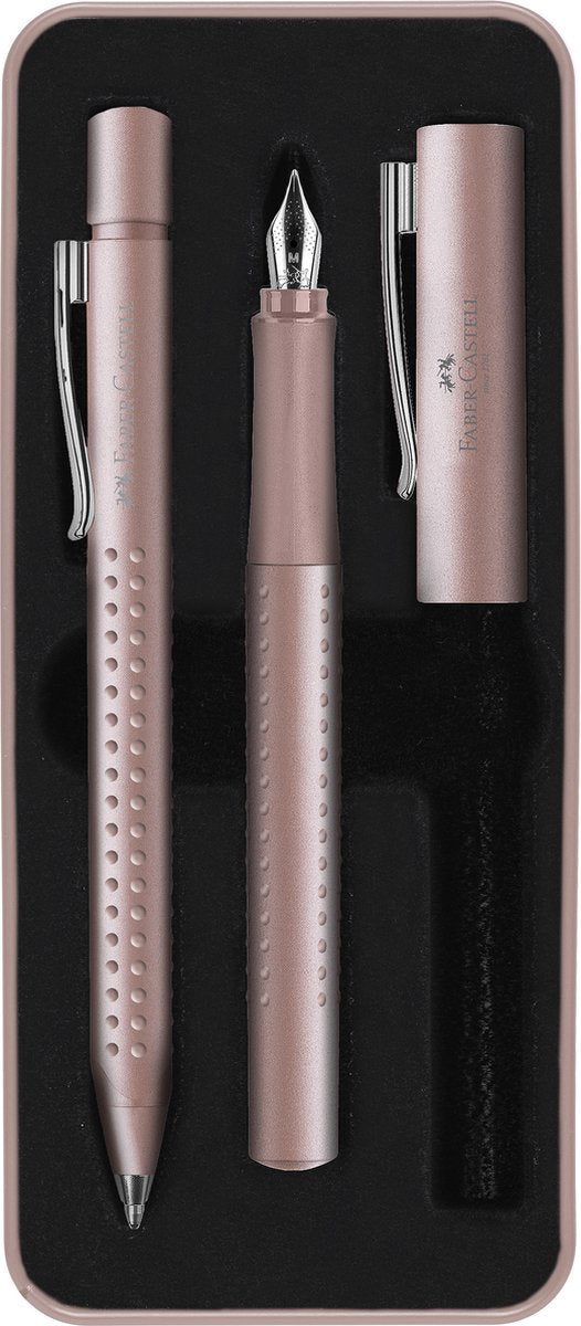 Faber-castell balpen en vulpen - giftbox - grip 2011 - pale rose - fc-201539