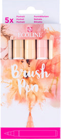 Ecoline brush pen set portret, 5 kleuren