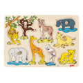 Goki Holz-Steckpuzzle Wildtiere, 9-teilig.