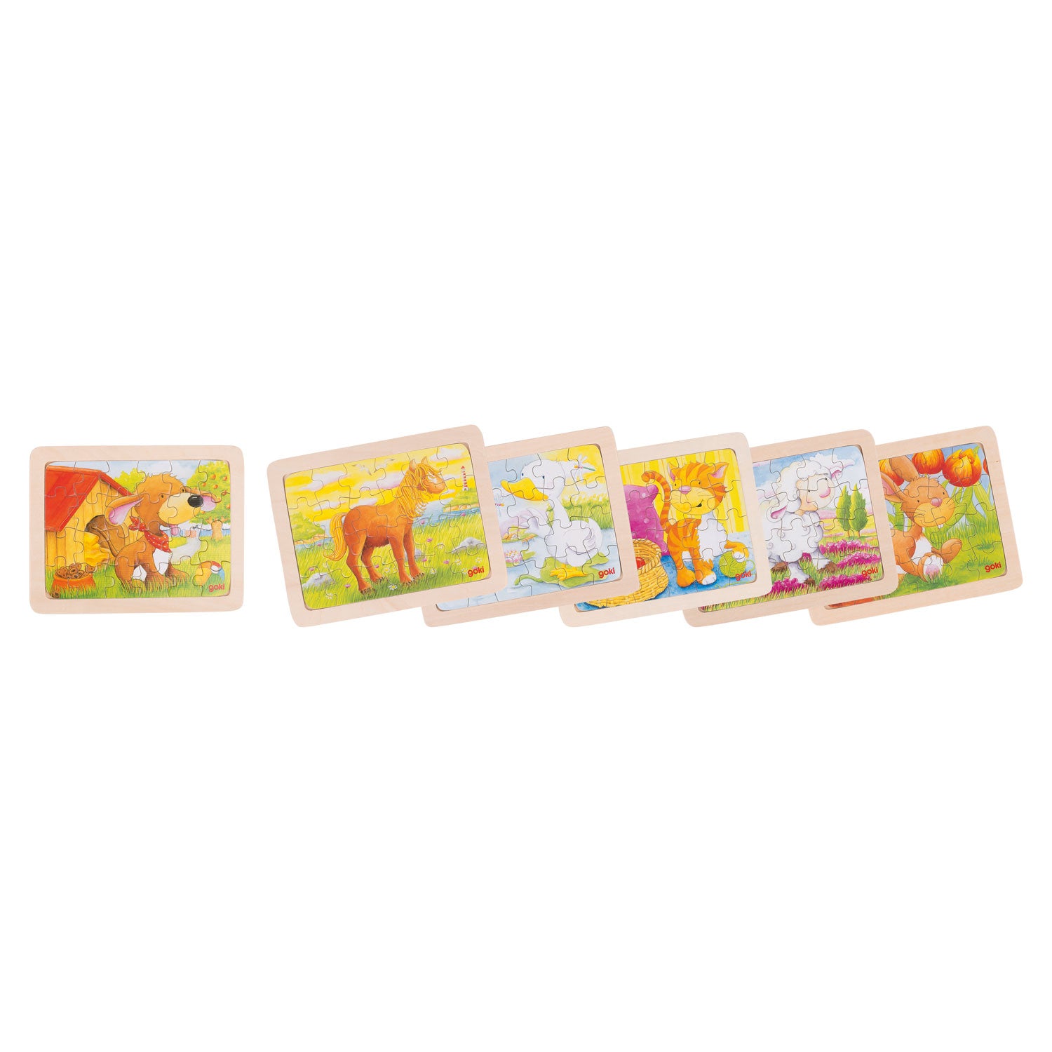 Goki -Holzrätsel Tiere, 6 -6er-Set