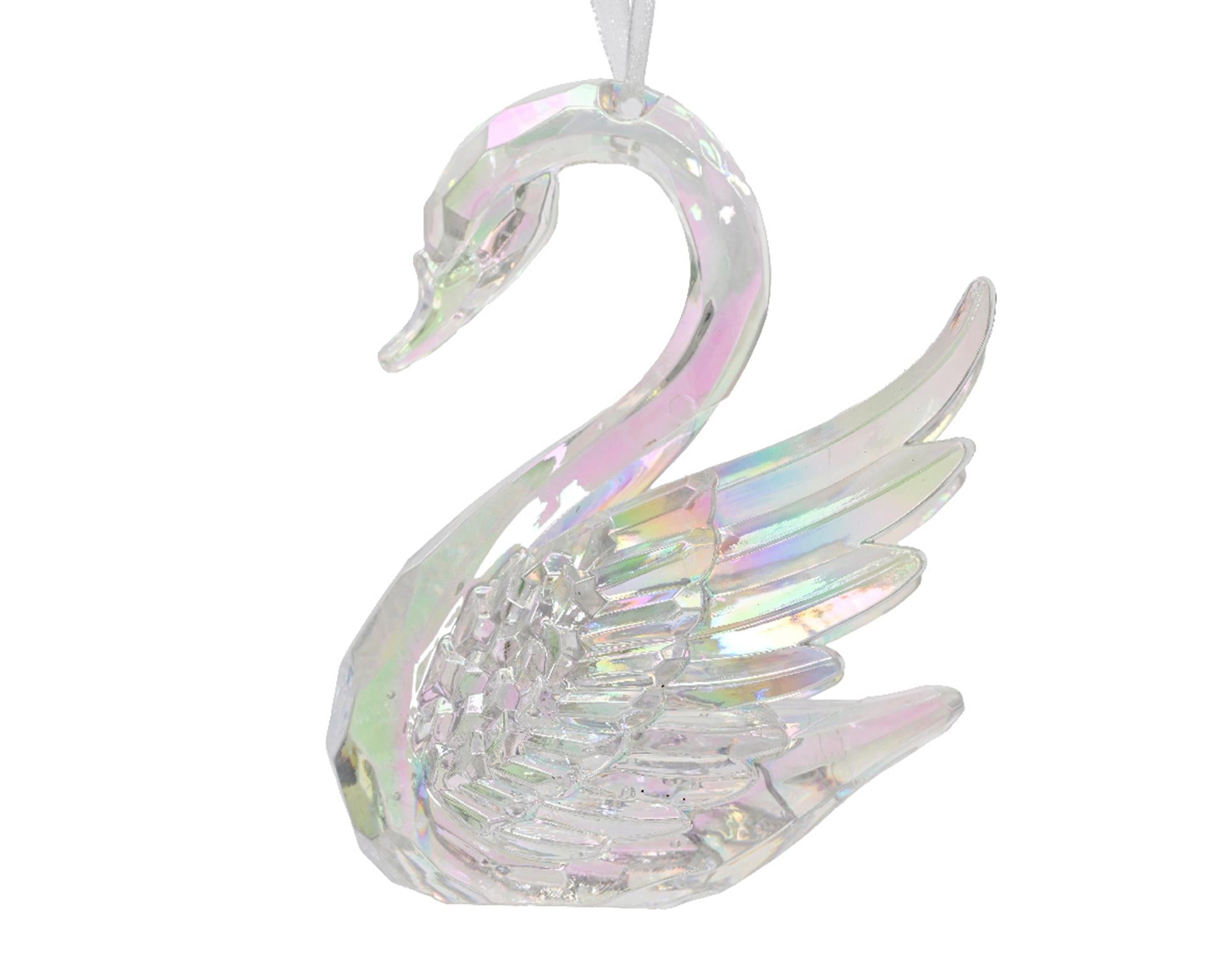Decoris kersthanger zwaan iriserend 10cm