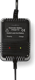 Nedis loodzuuracculader - 2.3 6.9 13.8 v dc - 0.6 a - druppelladen - euro type-c (cee 7 16) - accuklemmen - batterijtype: agm gel loodzwavel sla vrla - zwart