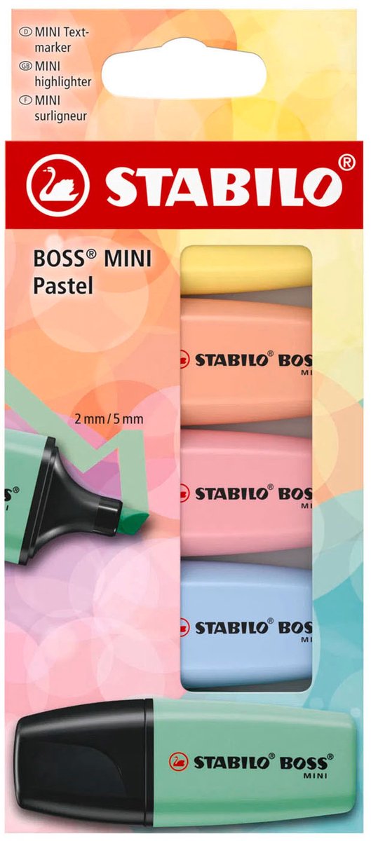 Stabilo boss mini - markeerstift - pastel - etui met 5 kleuren