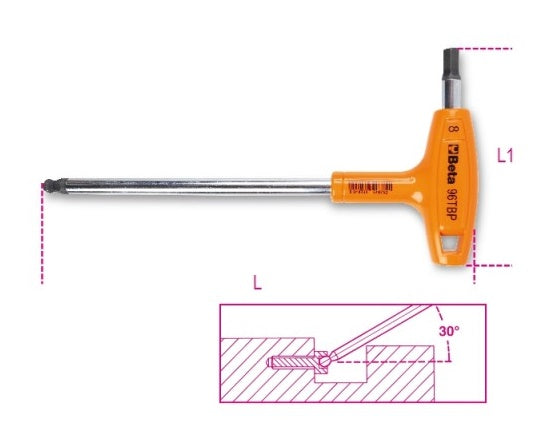 Beta 96tbp Innensechskantschlüssel mit Kugelkopf und 4,0-mm-Griff