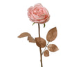 Decoris roos op steel met glitters roze h57cm
