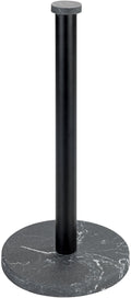 Merkloos sans marque keukenrolhouder marmerlook zwart 15-32 cm staand metaal kunststof