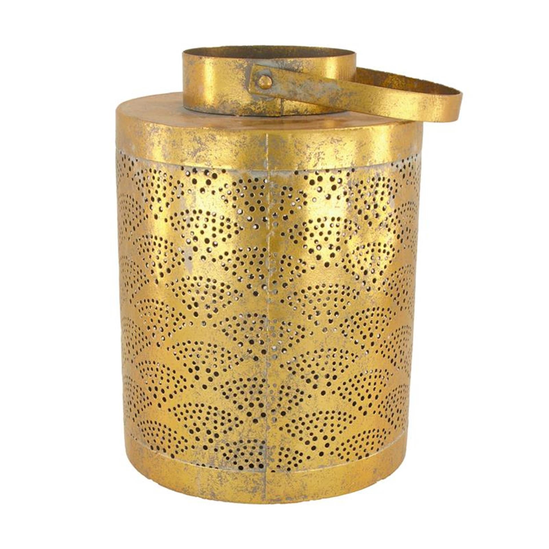 Naturel collections dijk natural collections lantern metaal met glas ø17,5x26cm goud