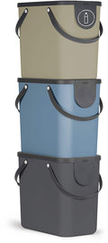 Rotho albula afvalscheiders - set van 3 - 25l - zwart blauw cappuccino