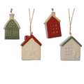 Decoris kersthanger huisje porselein 3x5,7x7,2cm