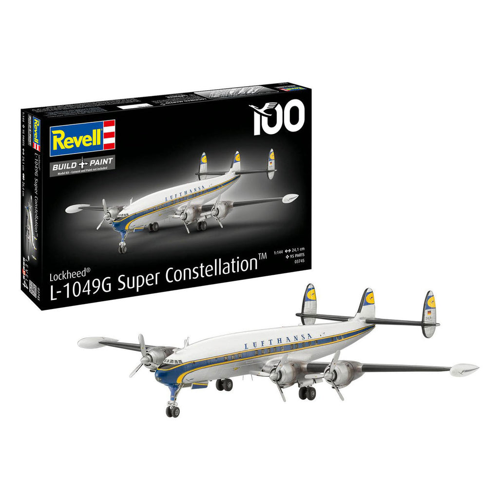 Revell modelbouwpakket vliegtuigen - 03745 lockheed l.1049g super constellation - lufthansa 100 - duits passagiersvliegtuig plastic - 1:144 - modelbouw