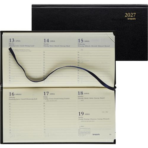 Zakagenda beprint brepols kunstleer 16,6x8,1cm crème lima blauw 7 dgn per 2 pag