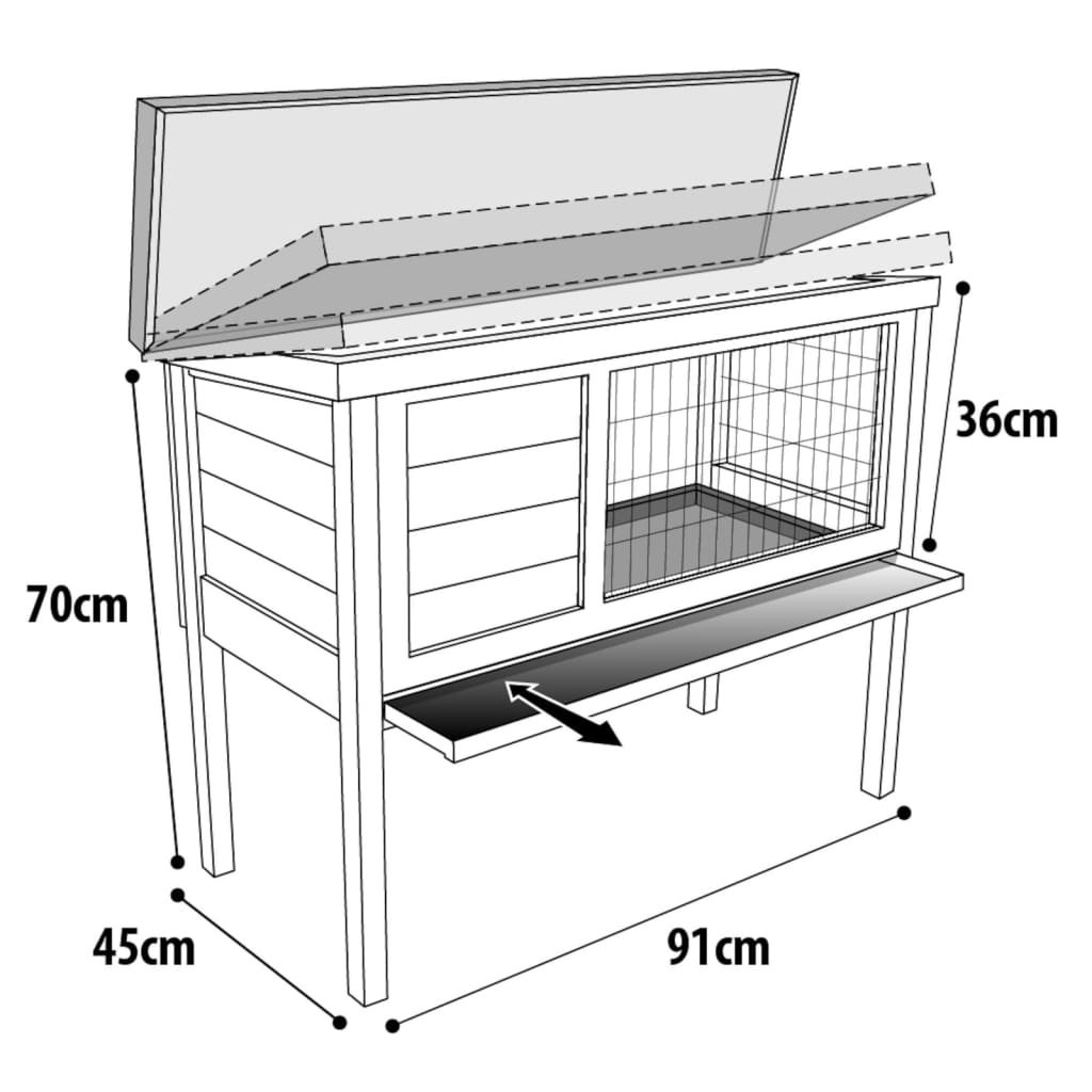 Flamingo Kaninchenstall 90 91x45x70 cm Braun