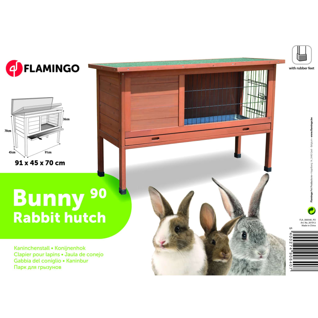 Flamingo Kaninchenstall 90 91x45x70 cm Braun