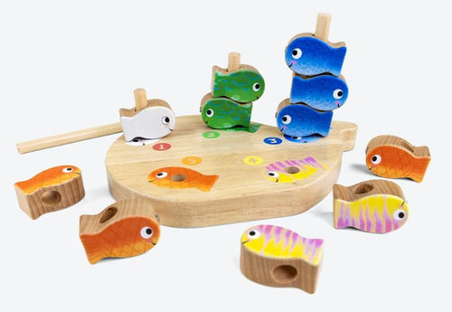 4 in 1 houten spel klein wit visje. 3+