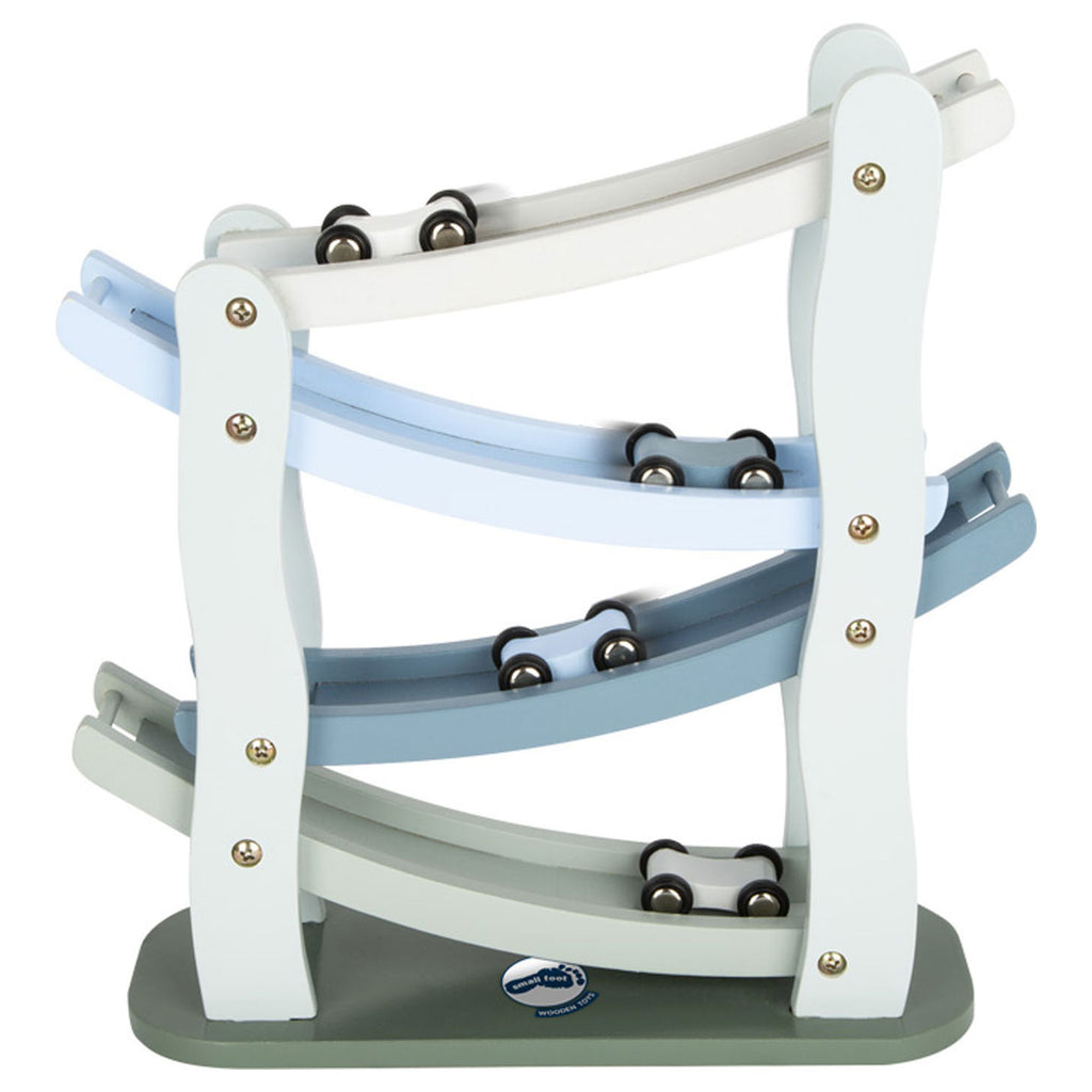 Small Foot – blaue Holzrennbahn mit 4 Autos
