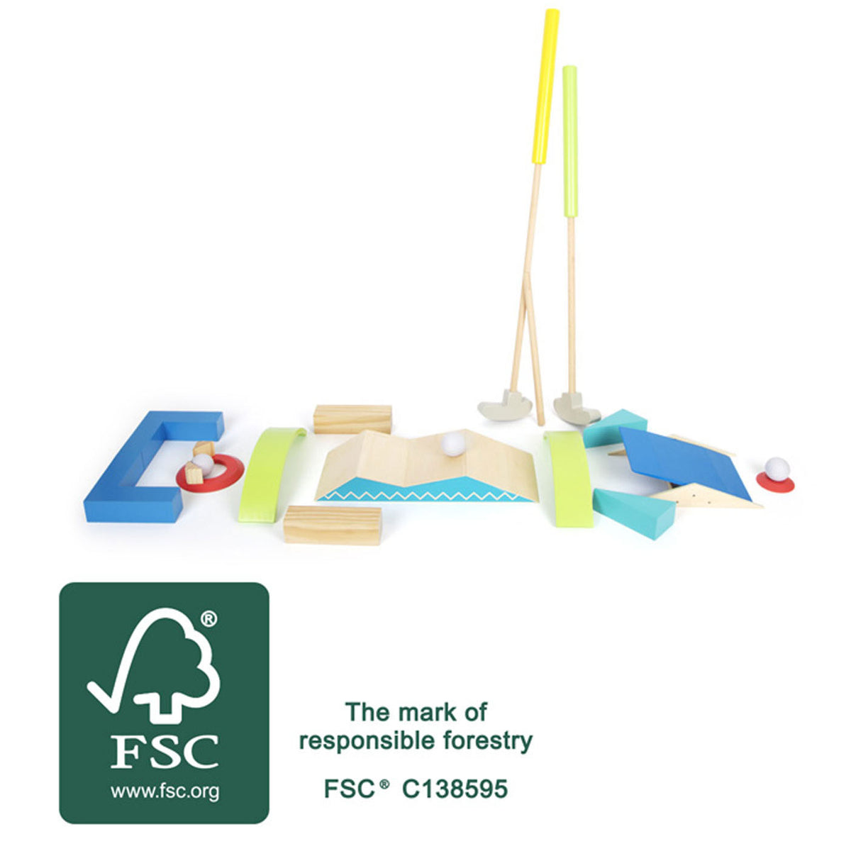 Small Foot - Minigolfanlage aus Holz, 20 Stück.