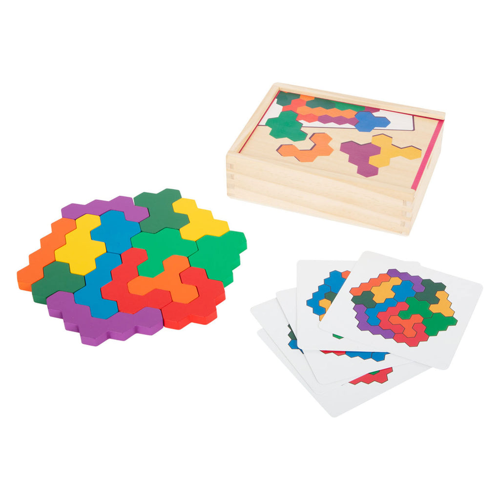 Kleiner Fuß – sechseckiges Holzpuzzle