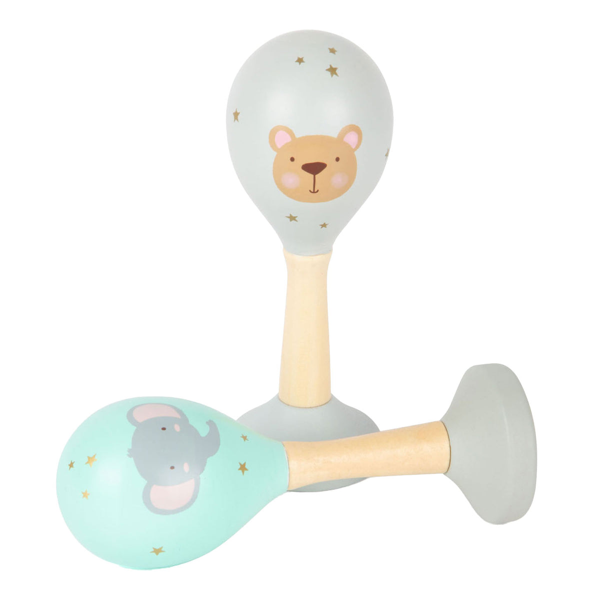 Small Foot – hölzerne Babyrassel in Tierform, 2er-Set