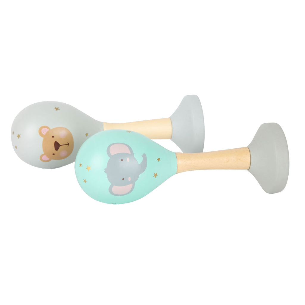 Small Foot – hölzerne Babyrassel in Tierform, 2er-Set
