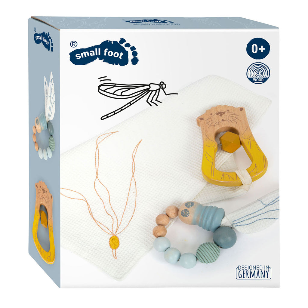 Kleine Fußkuschel -Stoffküste mit Rasseln und Greifen, 3 Teile.