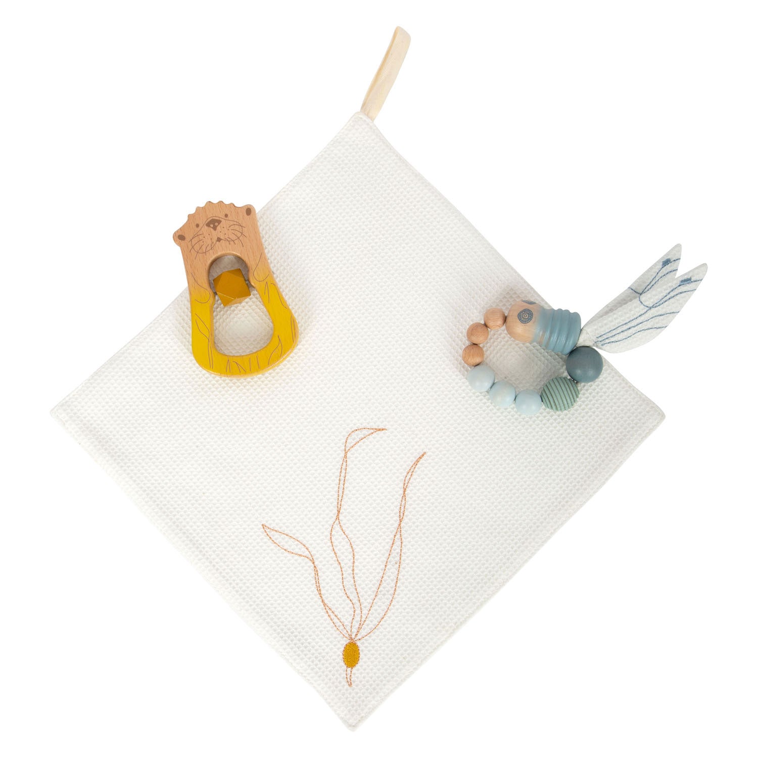 Kleine Fußkuschel -Stoffküste mit Rasseln und Greifen, 3 Teile.