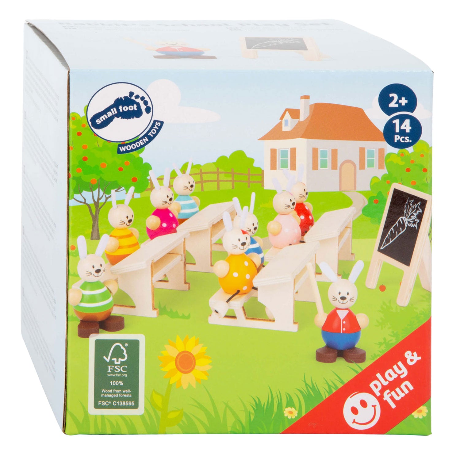 Kleiner Fuß Holz Puppenhaus Hase Schulklasse Spielset Set