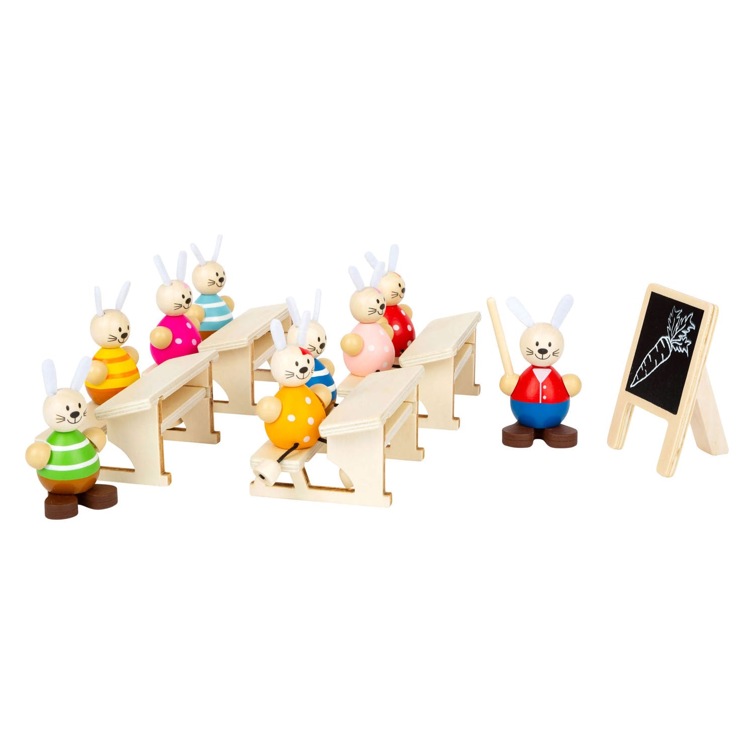 Kleiner Fuß Holz Puppenhaus Hase Schulklasse Spielset Set