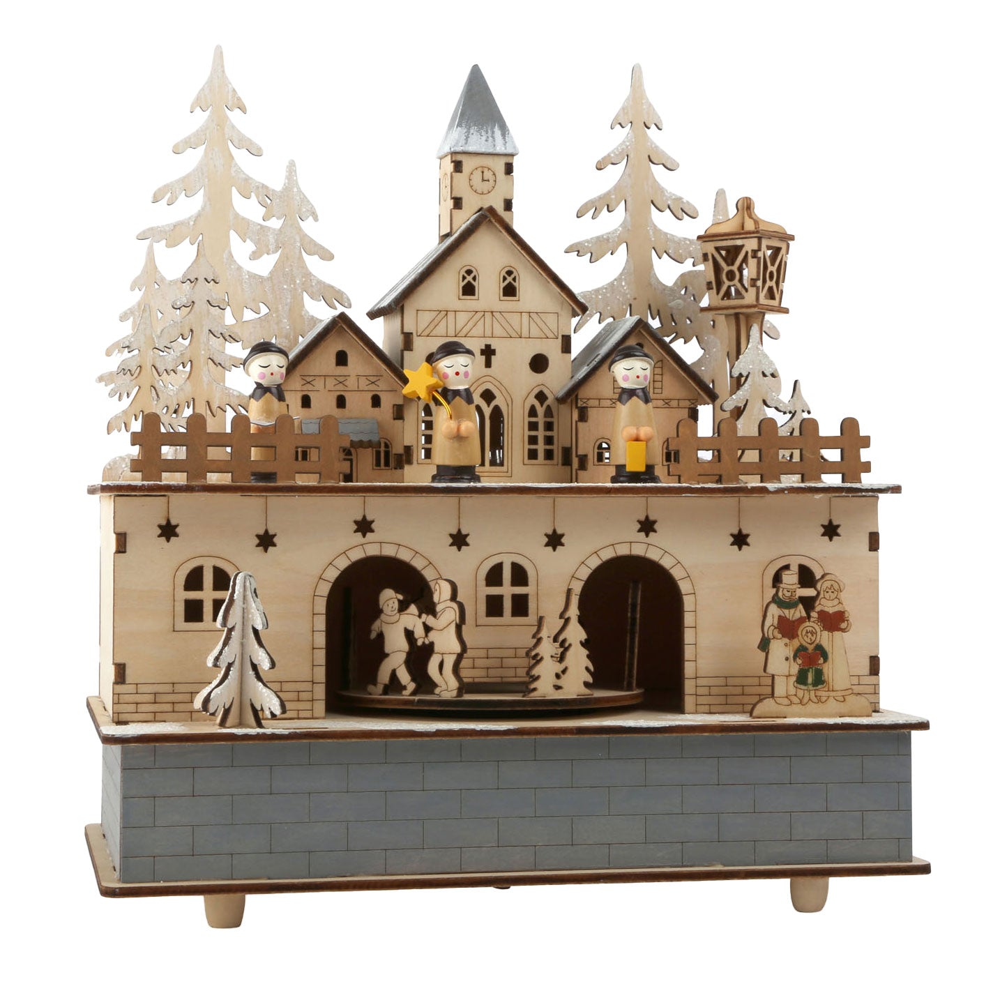 Small foot - houten muziekdoos kerstdorp met licht