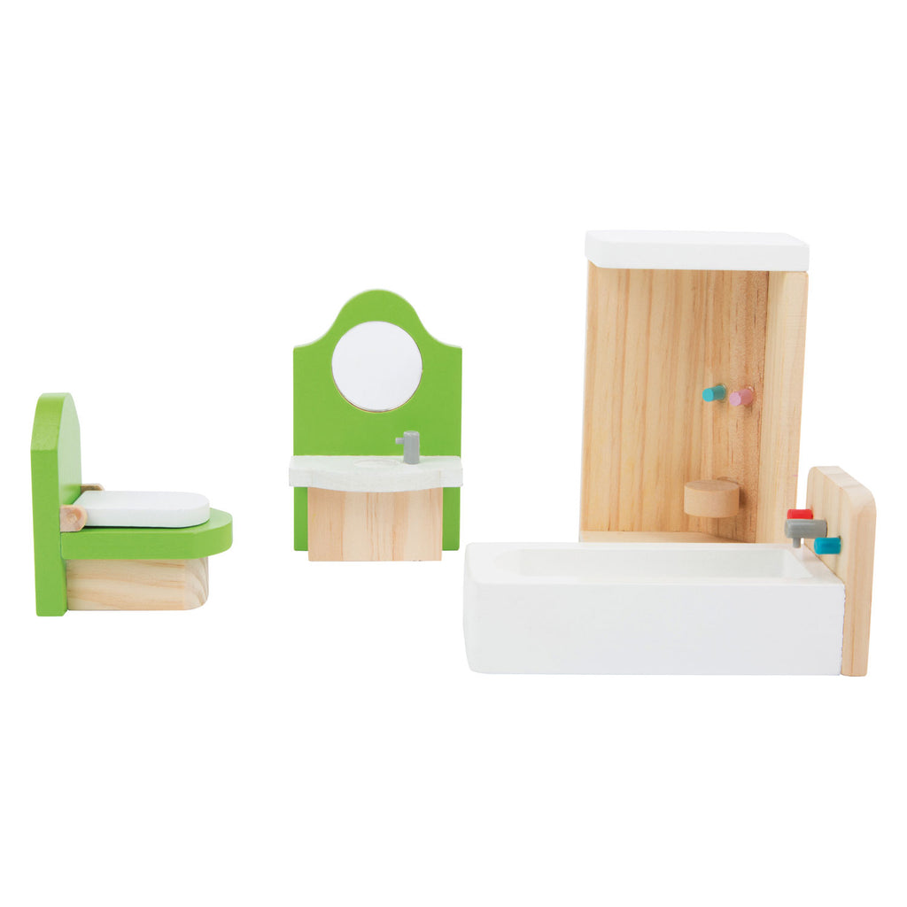 Small foot - houten poppenhuis meubeltjes badkamer, 4dlg.