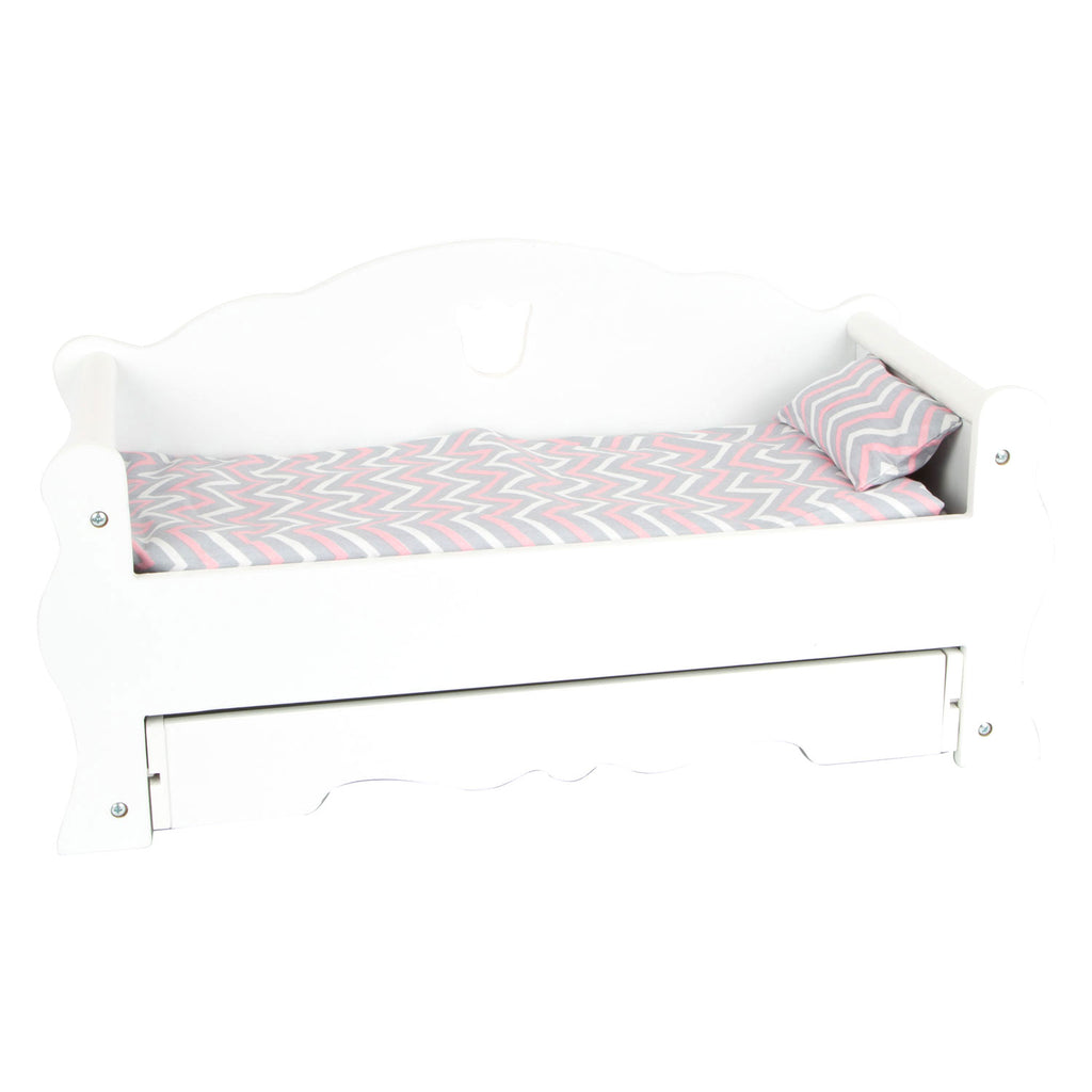 Small foot - houten poppenbed met lade en beddengoed, 4dlg.