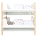 Small Foot - hölzernes Puppenhochbett mit kleinem Knopf und Bettwäsche, 6-teilig.