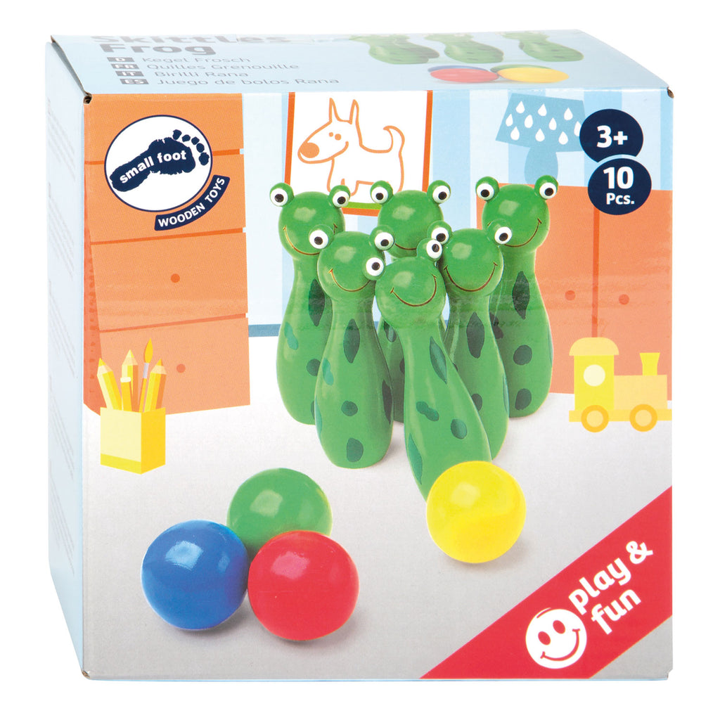 Small Foot - Frosch-Bowlingspiel aus Holz, 10 Stück.